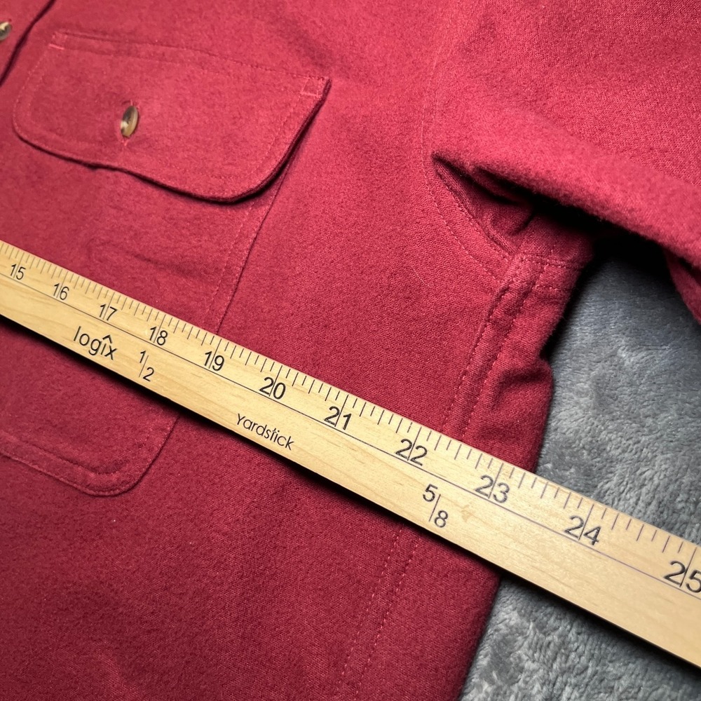 Vintage Cabela's Shirt Mens Medium Deerskin Soft Chamois Flannel Heavyweight Red - Picture 5 of 7